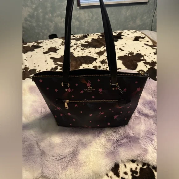 Coach Disco Star Print Crossgrain Leather Gallery Tote Bag - Picture 1 of 12